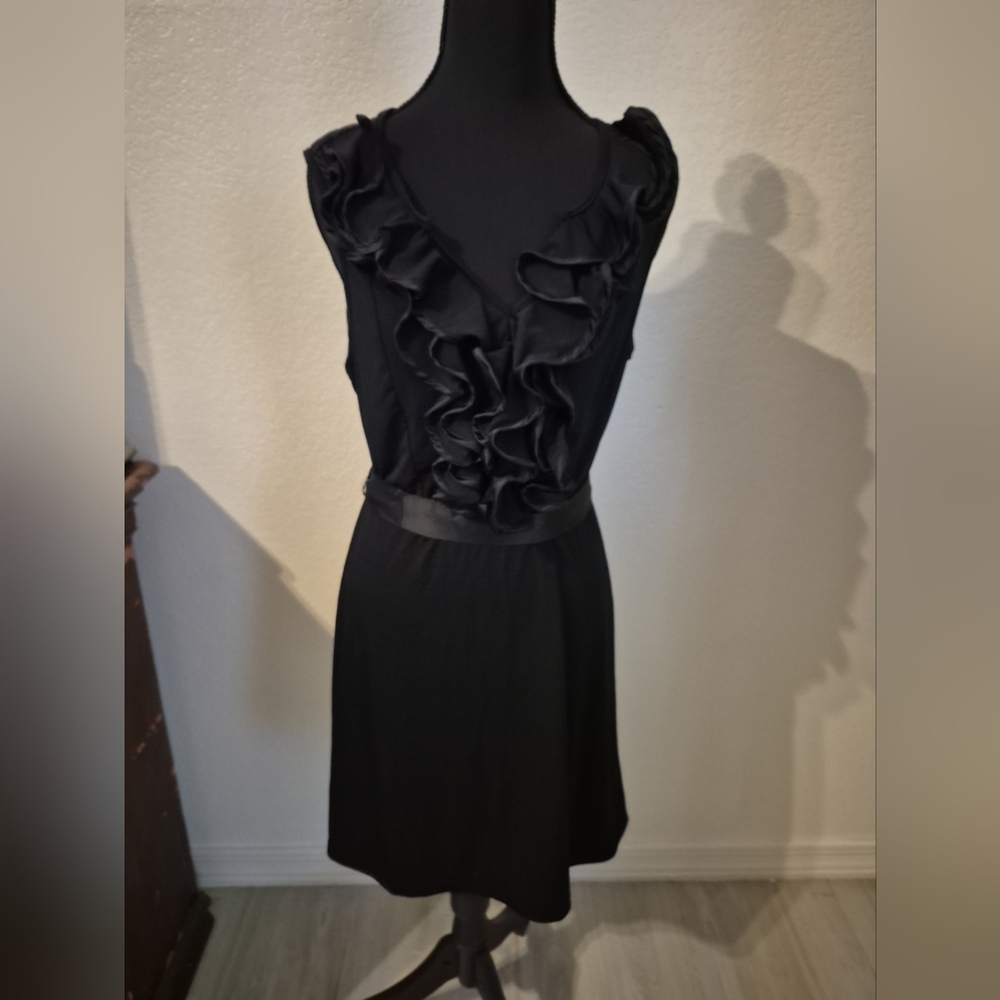 Chic Black Backless Dress with Ruffle Detail
